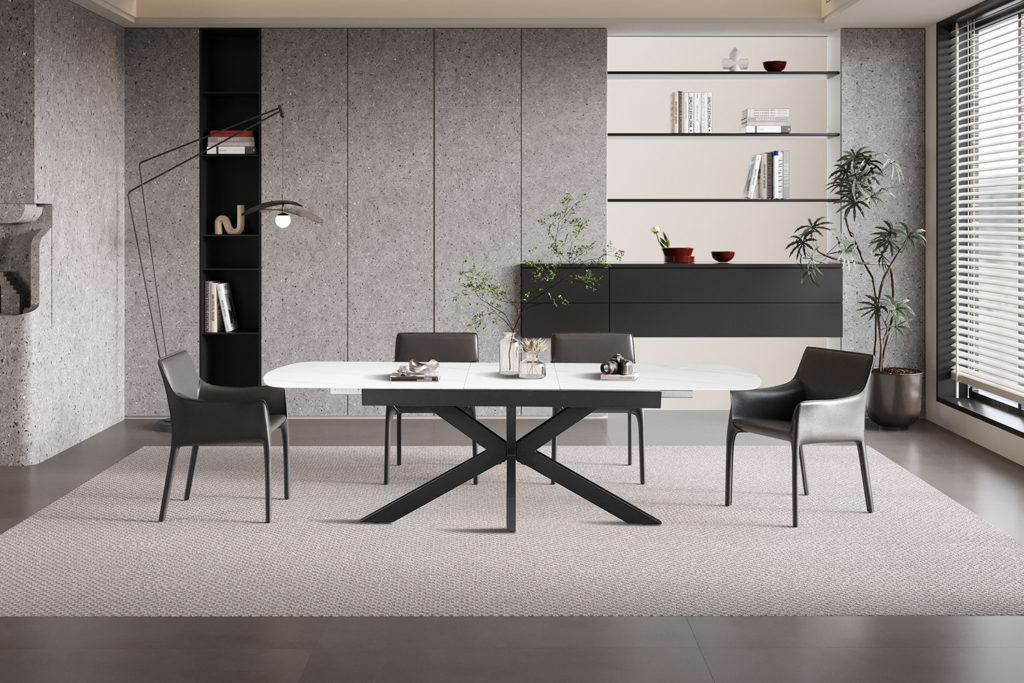 NIEUW - Uitschuifbare tafel 'Hestia' 180-220 cm Deens Ovaal Steen Wit - Afbeelding 3