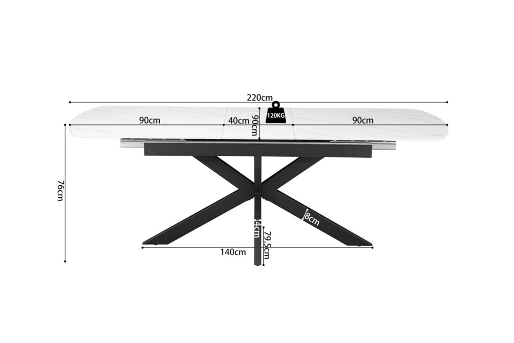 NIEUW - Uitschuifbare tafel 'Hestia' 180-220 cm Deens Ovaal Steen Wit - Afbeelding 9