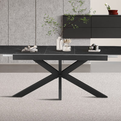 NIEUW - Uitschuifbare tafel 'Hestia' 180-220 cm Deens Ovaal Steen Zwart