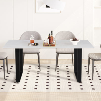 NIEUW - Tafel 'Poseidon' 180 cm Rechthoekig Glanzend Steen Wit