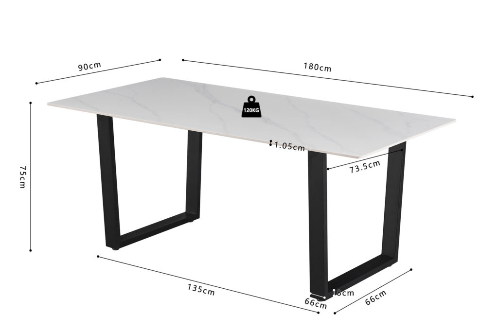 NIEUW - Tafel 'Poseidon' 180 cm Rechthoekig Glanzend Steen Wit - Afbeelding 9