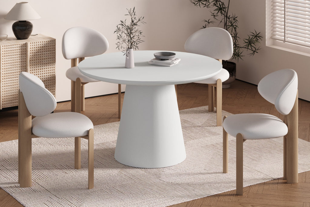 NIEUW - Tafel 'Tavira' 120 cm Rond Cement Ecru