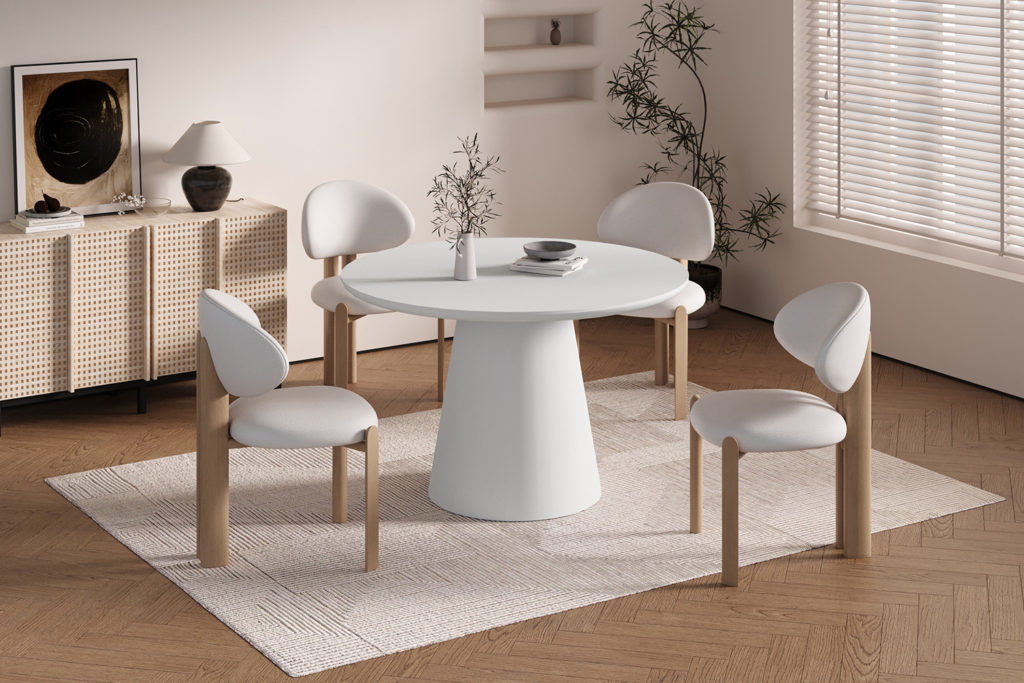NIEUW - Tafel 'Tavira' 120 cm Rond Cement Ecru - Afbeelding 3