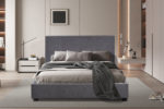 Bed 'Roma' 140x200 met lattenbodem Stof Grijs