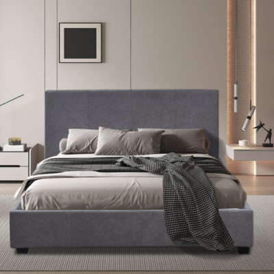 Bed 'Roma' 140x200 met lattenbodem Stof Grijs