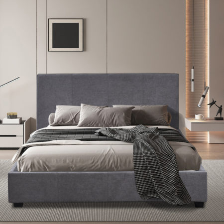 Bed 'Roma' 140x200 met lattenbodem Stof Grijs