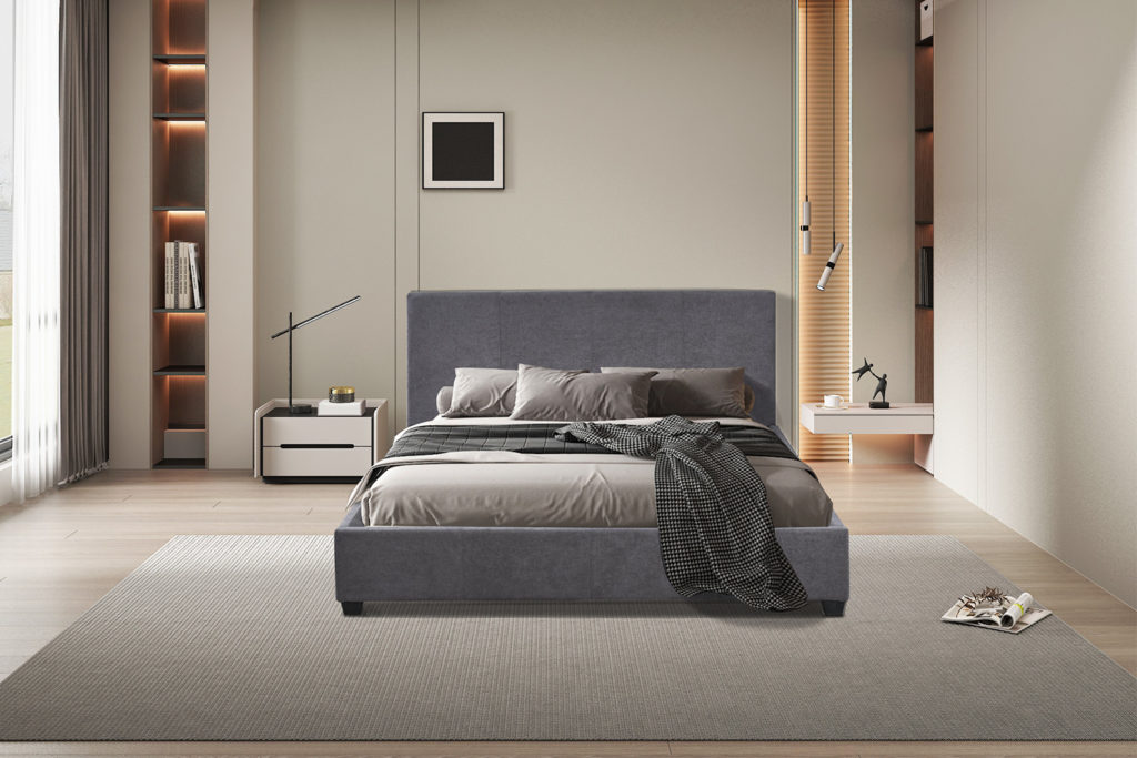 Bed 'Roma' 140x200 met lattenbodem Stof Grijs - Afbeelding 2