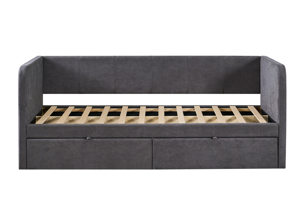 Bed 'Parma' 90x200 met lattenbodem Stof Grijs - Afbeelding 2