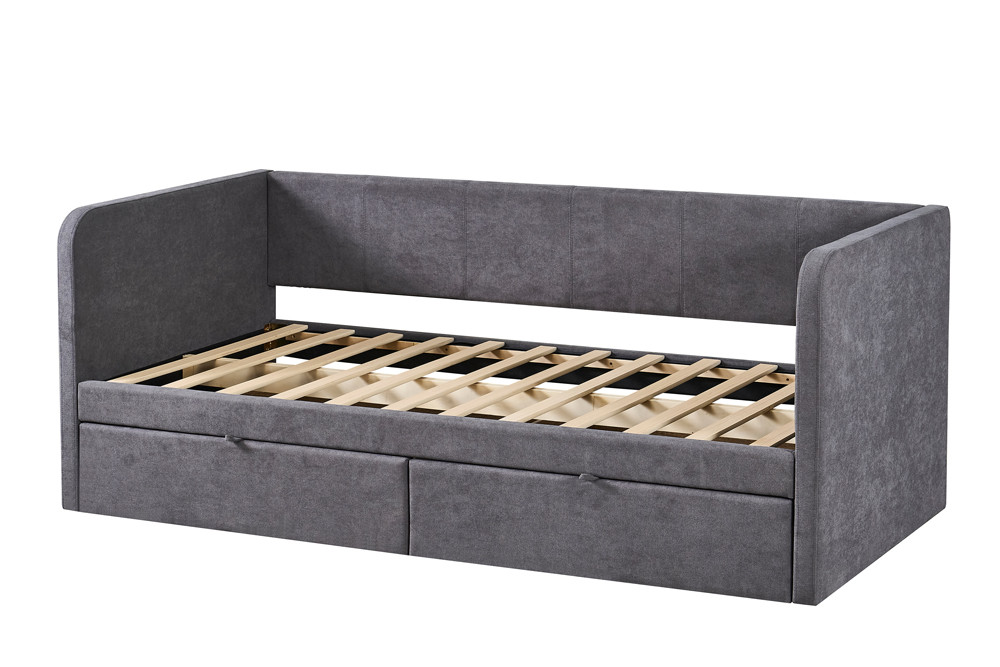 Bed 'Parma' 90x200 met lattenbodem Stof Grijs - Afbeelding 3