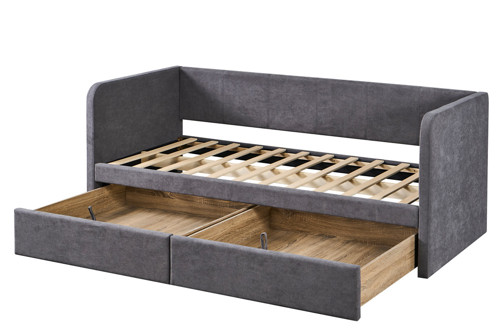 Bed 'Parma' 90x200 met lattenbodem Stof Grijs - Afbeelding 4