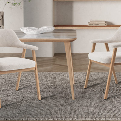 NIEUW - Stoel 'Coralie' Massief Eiken Stof Ote Milan 103 Beige