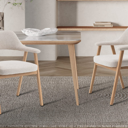 NIEUW - Stoel 'Coralie' Massief Eiken Stof Ote Milan 103 Beige