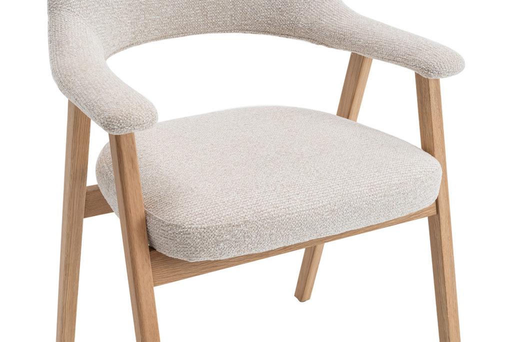 NIEUW - Stoel 'Coralie' Massief Eiken Stof Ote Milan 103 Beige - Afbeelding 11