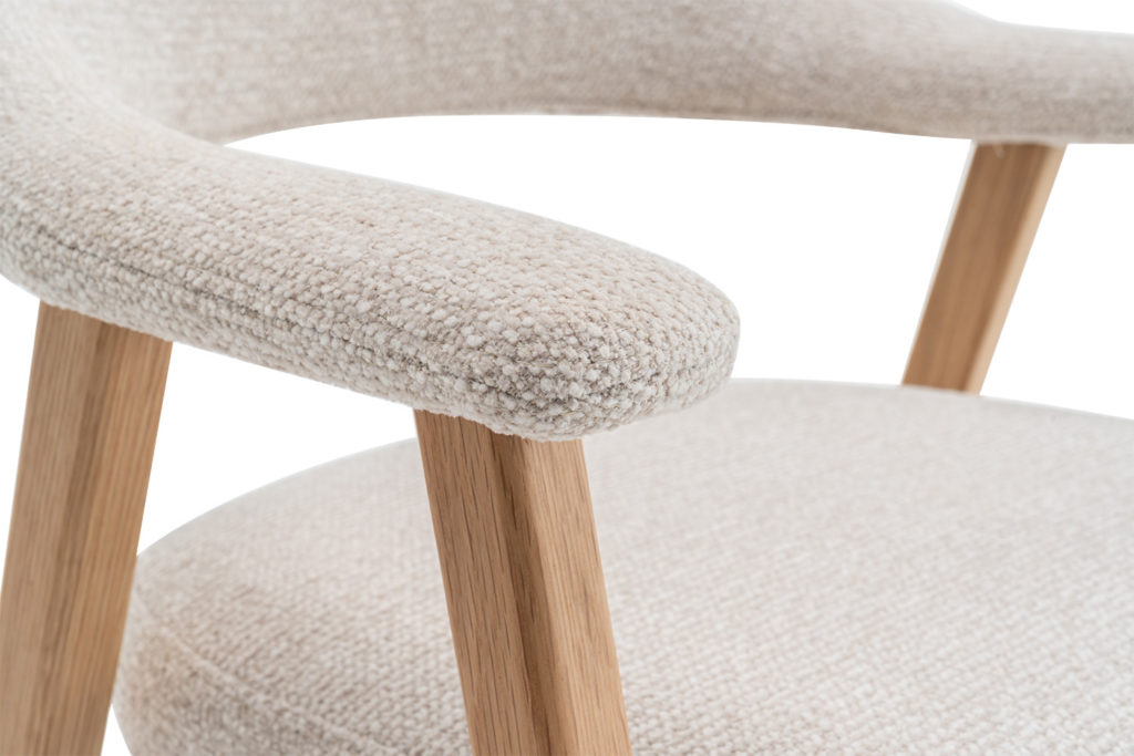 NIEUW - Stoel 'Coralie' Massief Eiken Stof Ote Milan 103 Beige - Afbeelding 13