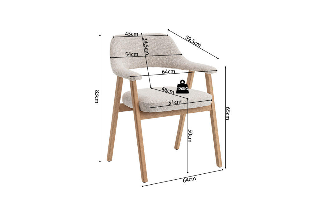 NIEUW - Stoel 'Coralie' Massief Eiken Stof Ote Milan 103 Beige - Afbeelding 16
