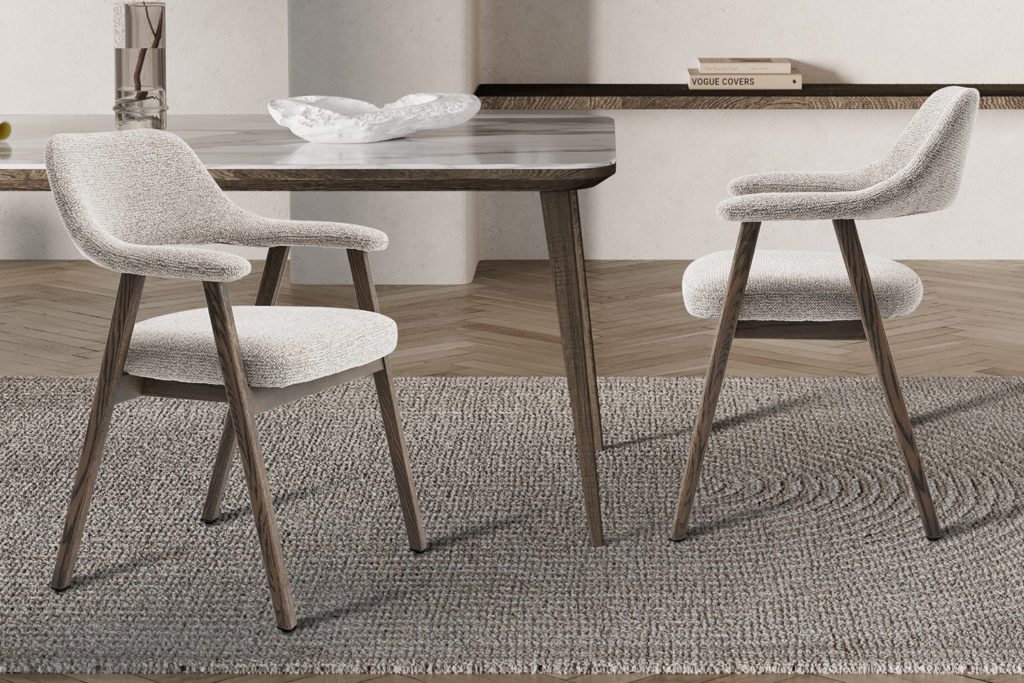 NIEUW - Stoel 'Coralie' Gerookte Massieve Eik Stof Ote Milan 130 Zand