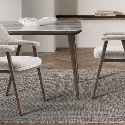 NIEUW - Stoel 'Coralie' Gerookte Massieve Eik Stof Ote Milan 130 Zand