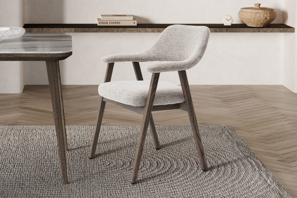 NIEUW - Stoel 'Coralie' Gerookte Massieve Eik Stof Ote Milan 130 Zand - Afbeelding 2