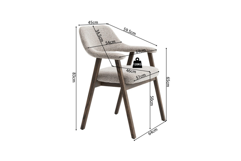 NIEUW - Stoel 'Coralie' Gerookte Massieve Eik Stof Ote Milan 130 Zand - Afbeelding 15