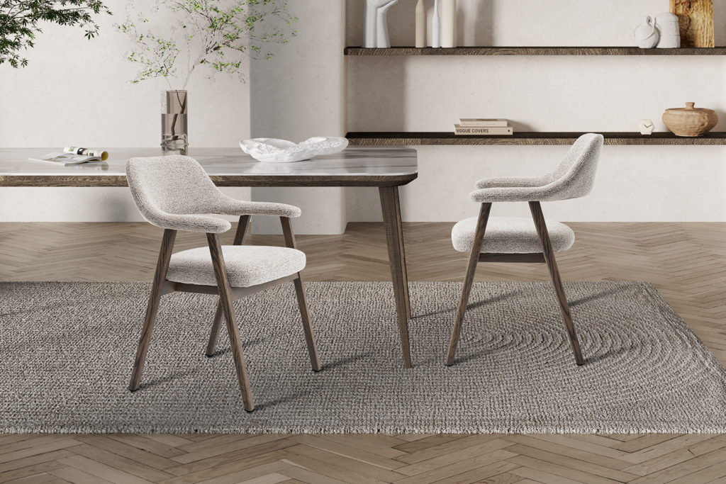 NIEUW - Stoel 'Coralie' Gerookte Massieve Eik Stof Ote Milan 130 Zand - Afbeelding 3