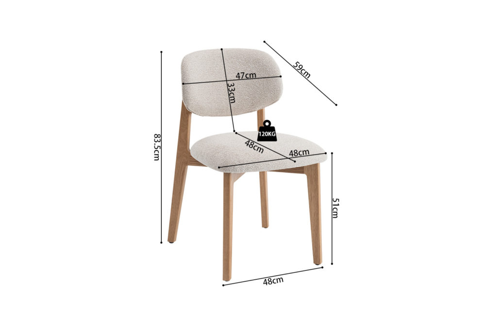 NIEUW - Stoel 'Carmen' Massief Eiken Stof Ote Milan 103 Beige - Afbeelding 18