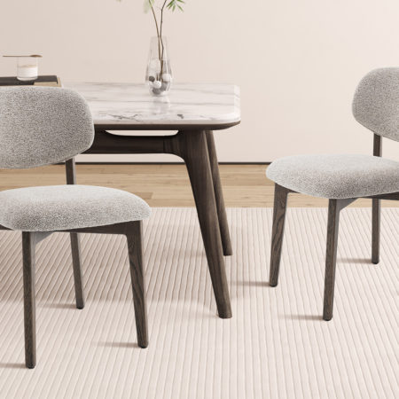 NIEUW - Stoel 'Carmen' Gerookte Massieve Eik Stof Ote Milan 130 Zand