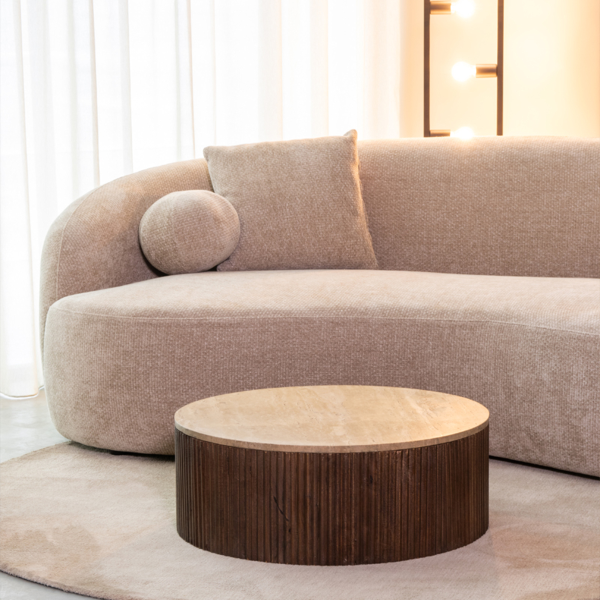 Het Steigerhouthuis LABEL51 Salontafel I_Ribble - Espresso - Travertin - 70 cm - Rond