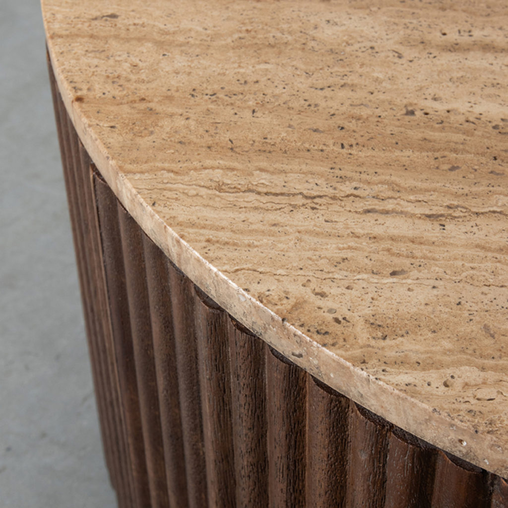 LABEL51 Salontafel I_Ribble - Espresso - Travertin - 70 cm - Rond - Afbeelding 3