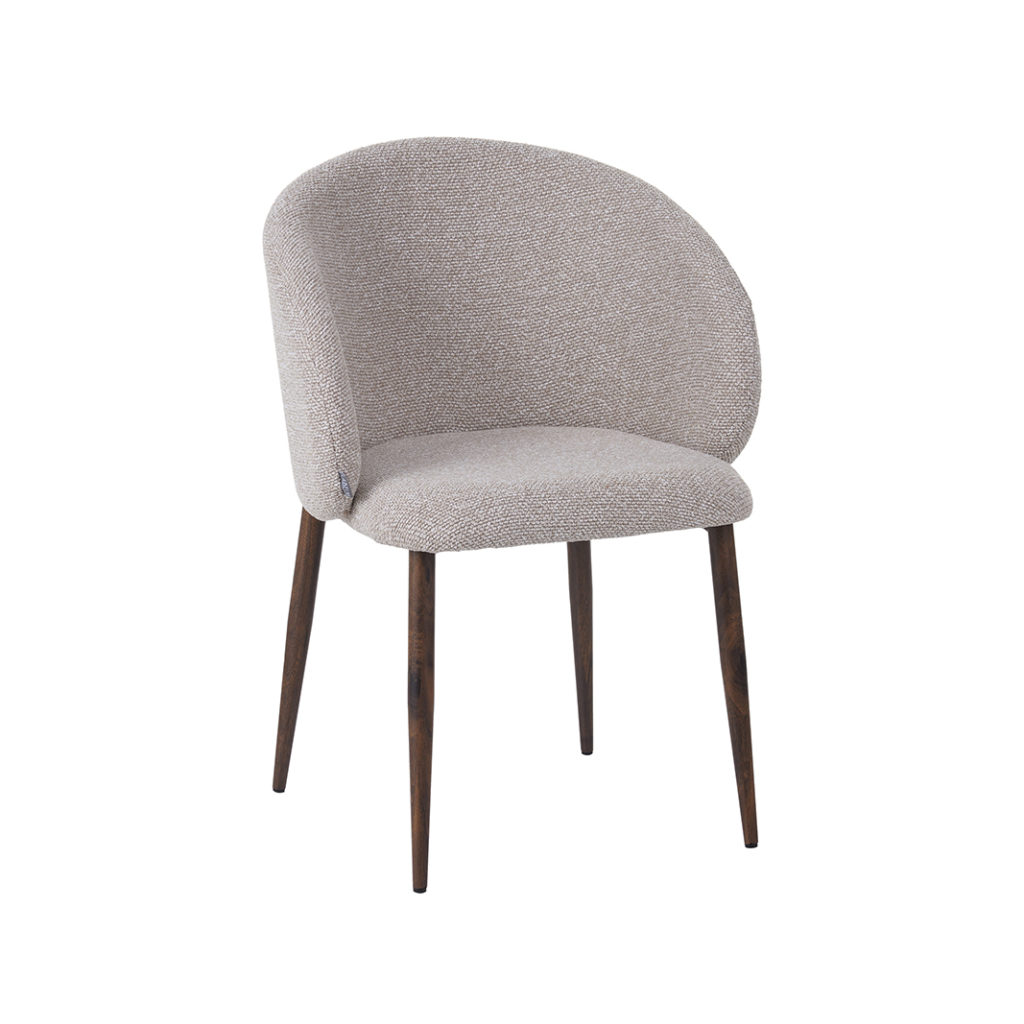 LABEL51 Eetkamerstoel I_Yuki - Naturel - Royal Boucle - Walnut Wood-Look Frame