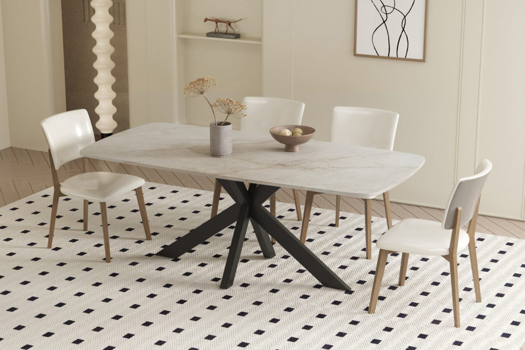 Tafel 'Apollo' 180 cm Deens ovaal glanzend steen Shakespear beige