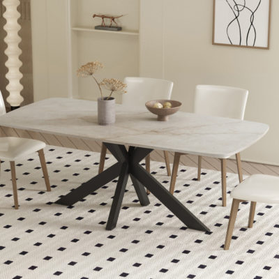 Tafel 'Apollo' 180 cm Deens ovaal glanzend steen Shakespear beige