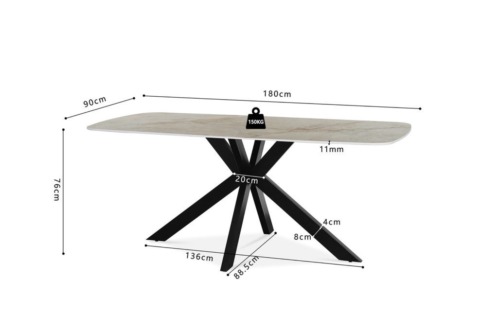 Tafel 'Apollo' 180 cm Deens ovaal glanzend steen Shakespear beige - Afbeelding 10