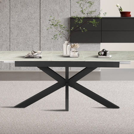 NIEUW - Uitschuifbare tafel 'Hestia' 180-220 cm Deens Ovaal Glanzend Steen Beige