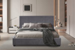Bed 'Roma' 160x200 met lattenbodem, grijze stof
