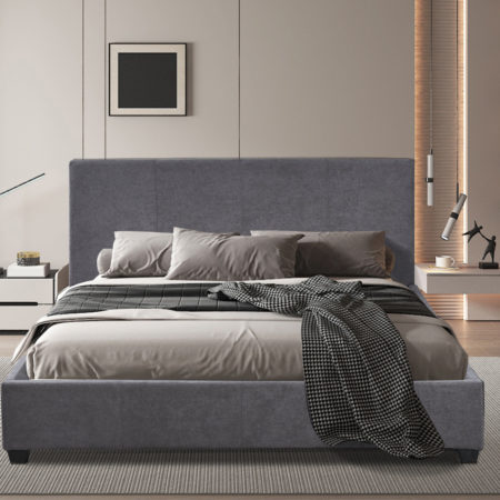Bed 'Roma' 160x200 met lattenbodem, grijze stof
