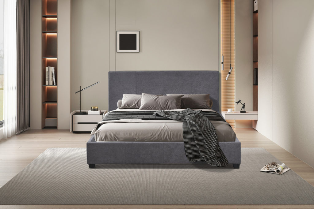 Bed 'Roma' 160x200 met lattenbodem, grijze stof - Afbeelding 2