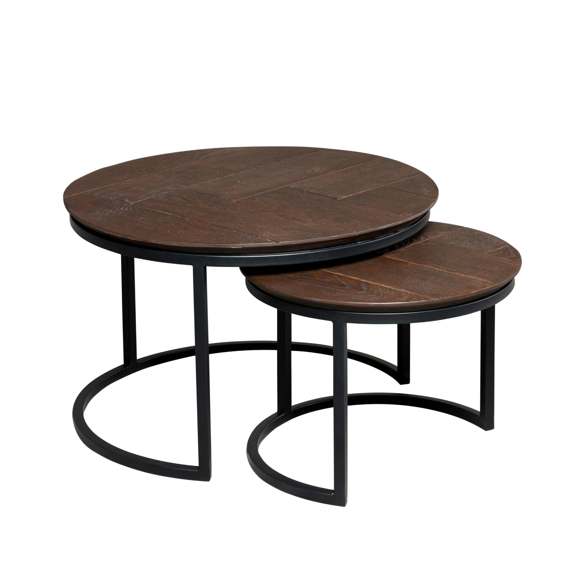 Het Steigerhouthuis Salontafel Otik Bruin Eiken &VerticalLine; 70 cm &VerticalLine; Set van 2