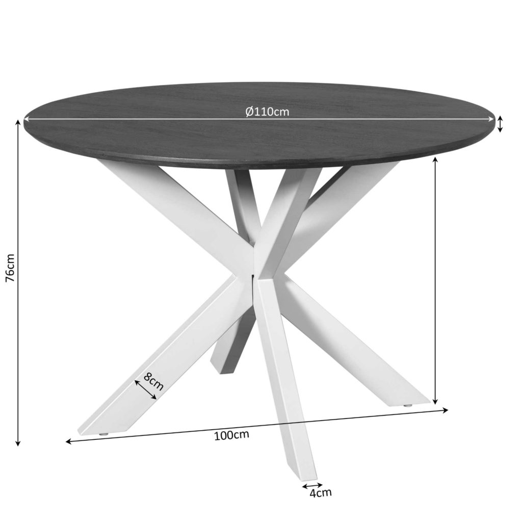 Eettafel Madison Bruin | 110 cm | Poot Zwart - Afbeelding 4