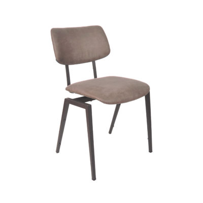 LABEL51 Eetkamerstoel Stapelbaar - Taupe - Micro Suede - Zwart Metalen Frame