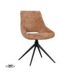 LABEL51 Eetkamerstoel Marlow - Cognac - Elite - Zwart Metalen Frame