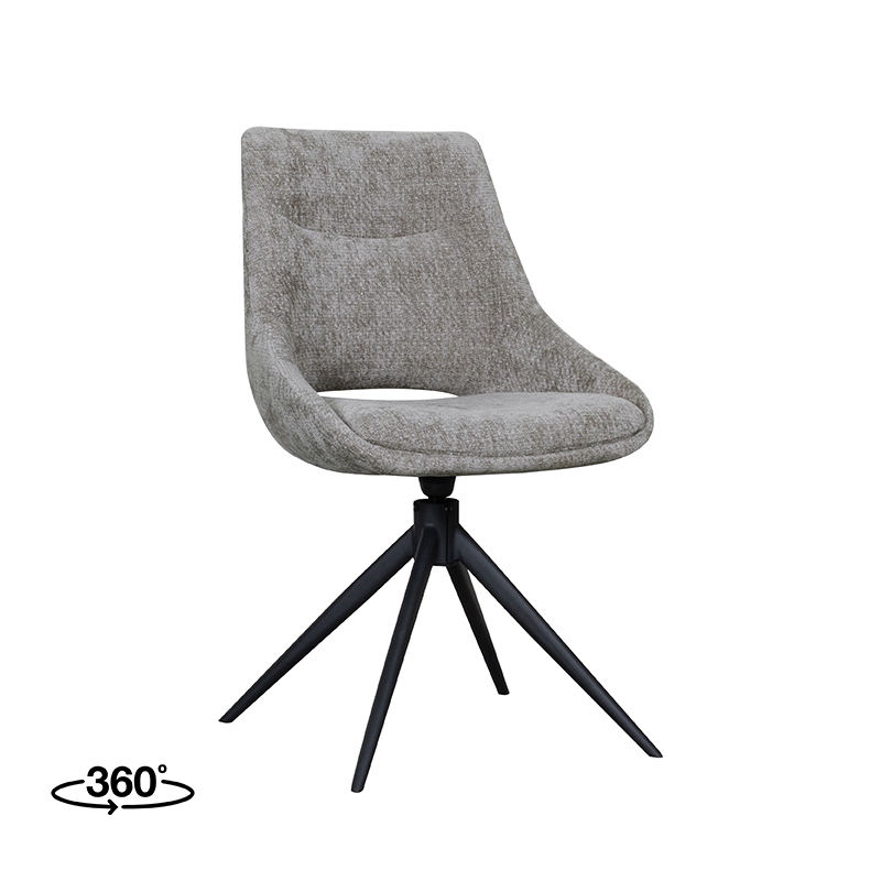 LABEL51 Eetkamerstoel Marlow - Stone - - Zwart Metalen Frame - Afbeelding 2