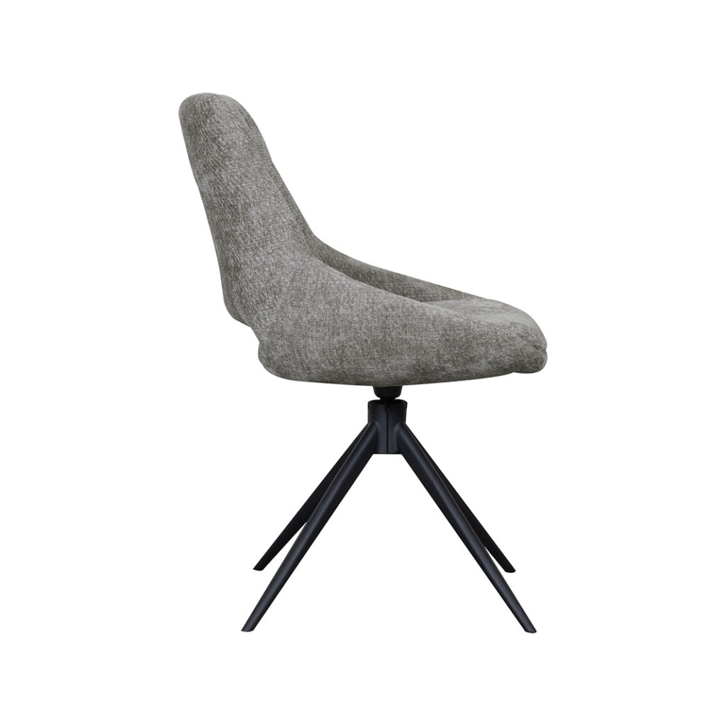 LABEL51 Eetkamerstoel Marlow - Stone - - Zwart Metalen Frame - Afbeelding 4