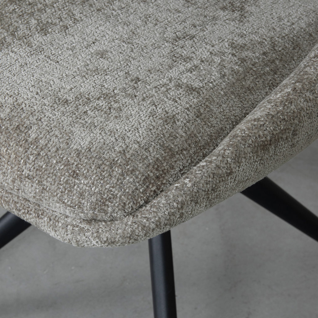 LABEL51 Eetkamerstoel Marlow - Stone - - Zwart Metalen Frame - Afbeelding 6