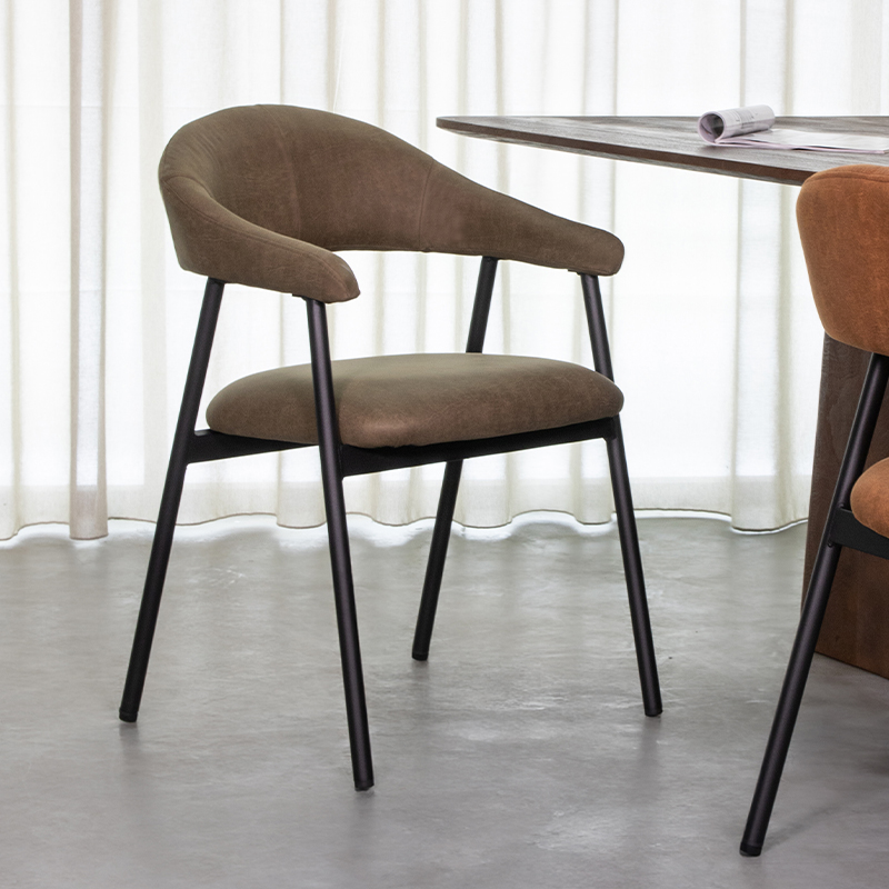 LABEL51 Eetkamerstoel Amaze - Moss - Micro Suede - Zwart Metalen Frame
