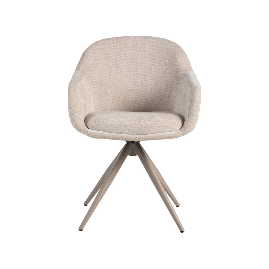 LABEL51 Eetkamerstoel Fiby - Naturel - Elite - Taupe Metalen Frame - Afbeelding 2