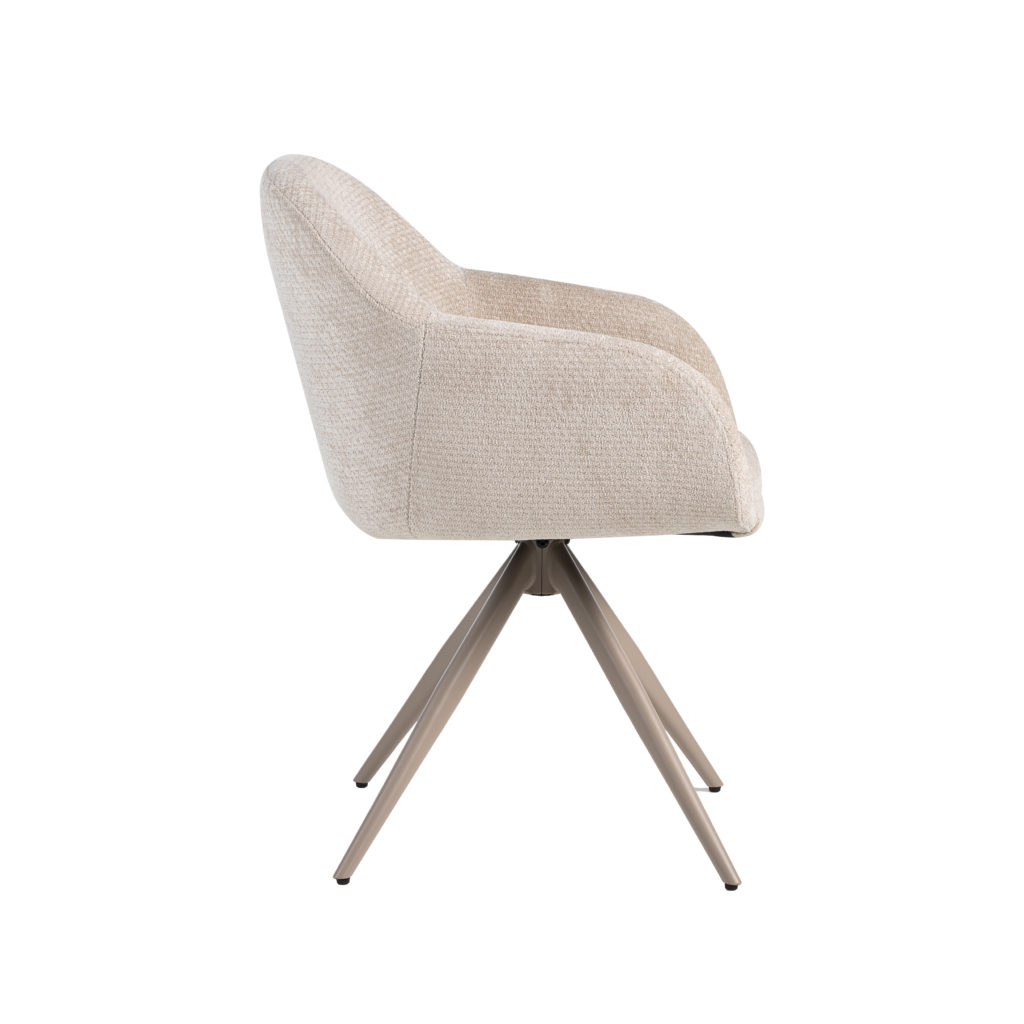 LABEL51 Eetkamerstoel Fiby - Naturel - Elite - Taupe Metalen Frame - Afbeelding 3