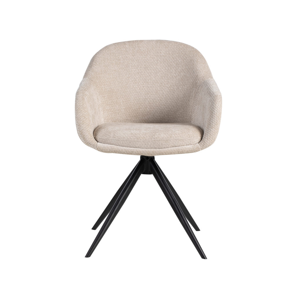 LABEL51 Eetkamerstoel Fiby - Naturel - Elite - Zwart Metalen Frame