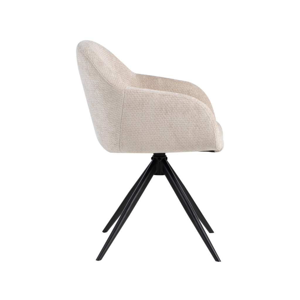 LABEL51 Eetkamerstoel Fiby - Naturel - Elite - Zwart Metalen Frame - Afbeelding 2