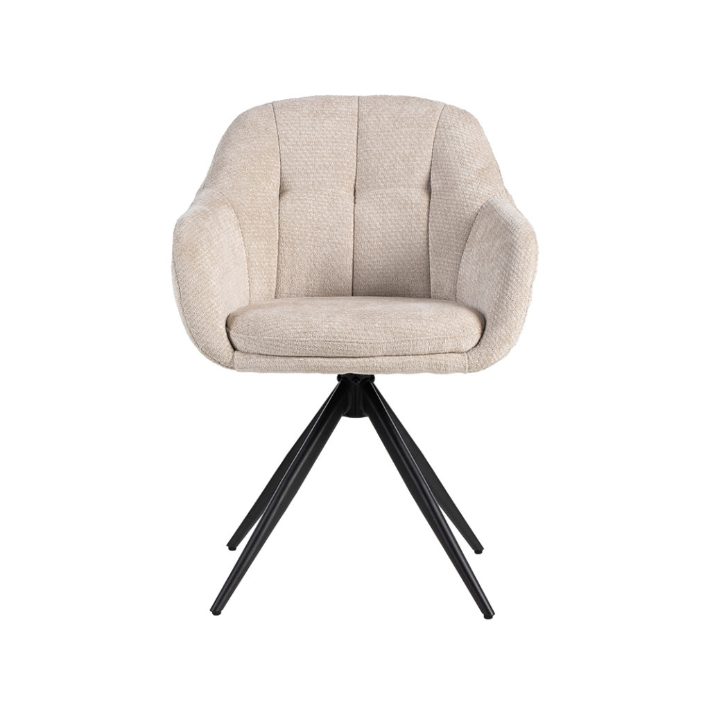 LABEL51 Eetkamerstoel Esma - Naturel - Elite - Zwart Metalen Frame - Afbeelding 2