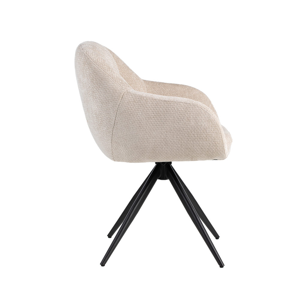 LABEL51 Eetkamerstoel Esma - Naturel - Elite - Zwart Metalen Frame - Afbeelding 3